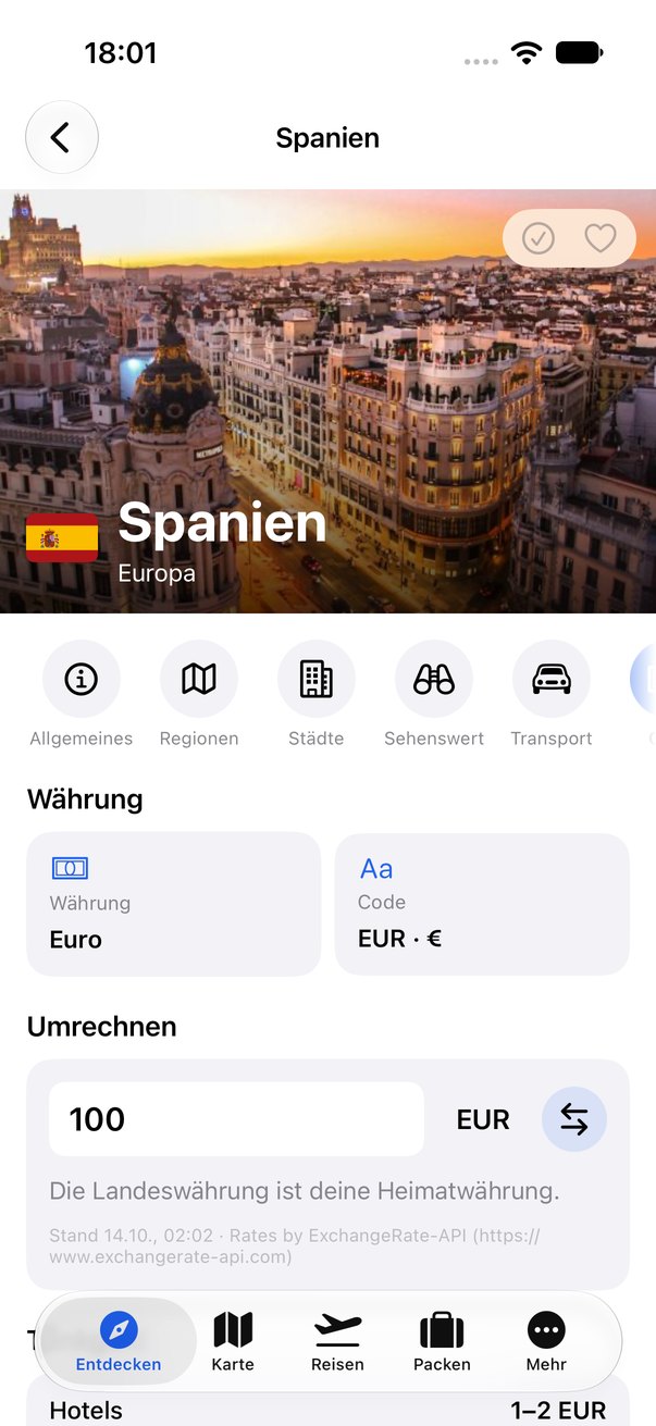 TripData Geld Spanien