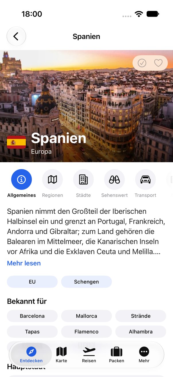 TripData Länderseite Spanien
