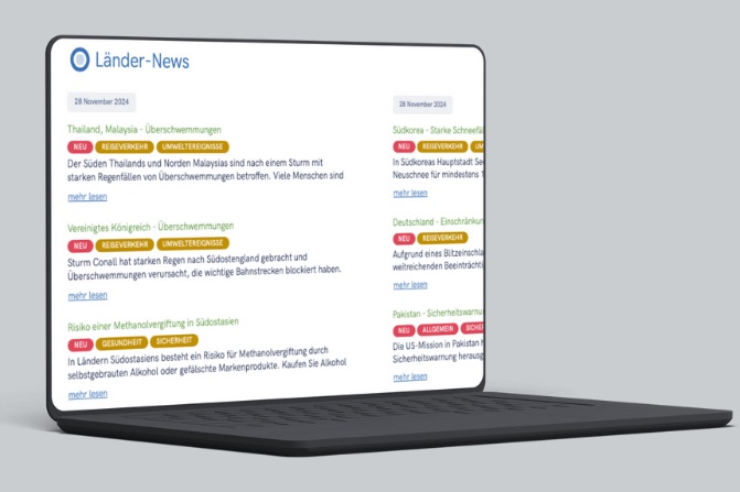 Länder-News mit aktuellen Meldungen auf einem Laptop