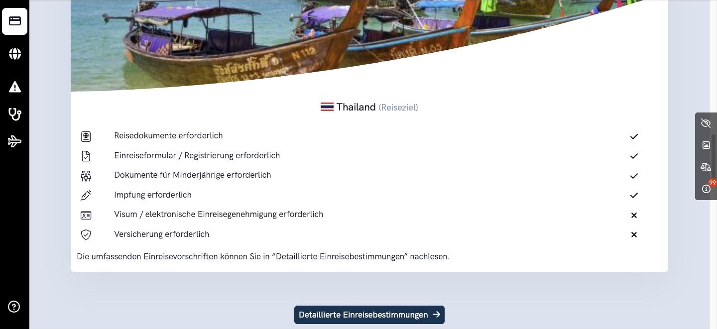 Schnellübersicht der Einreisebestimmungen für Thailand